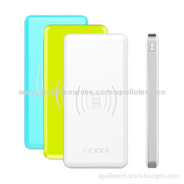 Wireless Phone Charger, Pure Cobalt Polymer Battery, 5V/1A Input, 5V/2A Output, 8,000mAh Capacity